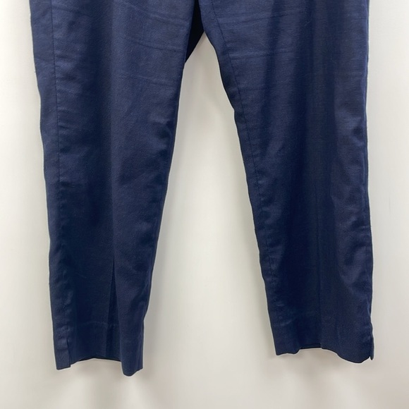 J. Crew Easy Pant High Rise Stretch Linen Mid-Rise Ankle Trouser Navy 14 - Picture 5 of 9